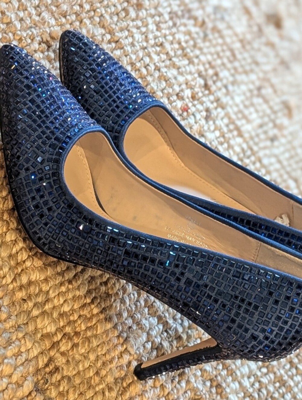 Lauren Lorraine Navy Crystal Sparkly Embellished Pointed-Toe Pumps - Picture 6 of 11